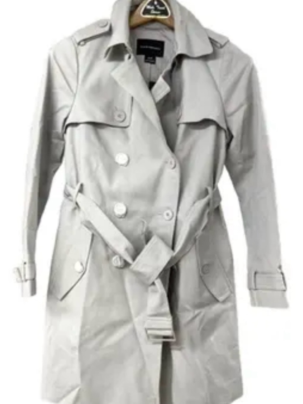 Club Monaco Light Gray Double-Breasted Trench Coat with Belt
